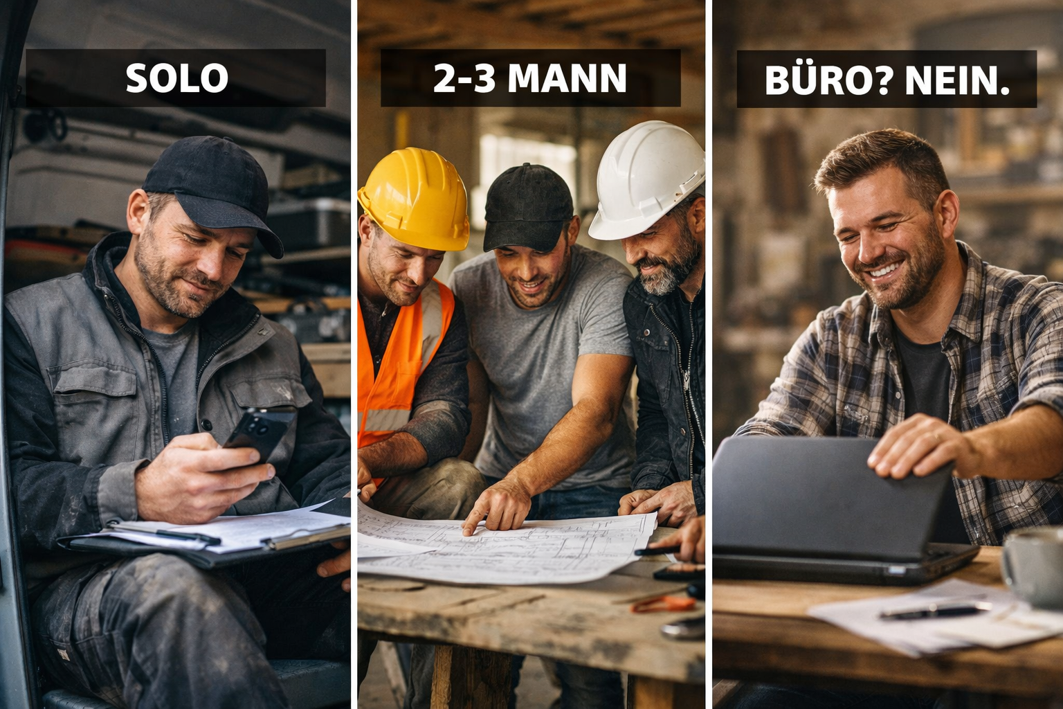 Zielgruppen von ZIMMR: Solo-Handwerker, Betriebe und Büro-Chaos-Vermeider